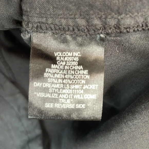 VOLCOM Day Dreamer Linen Blend Utility Jacket Black Zip Snap Drawstring Size S - Picture 11 of 14